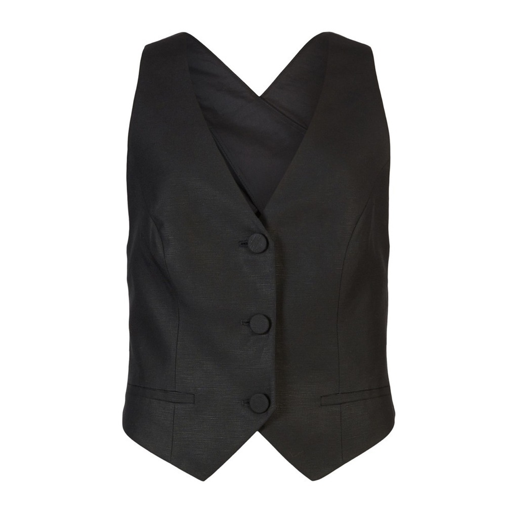 AllSaints Co-ord Petra Linen Waistcoat in Black sz US 4 NWT - Picture 4 of 5